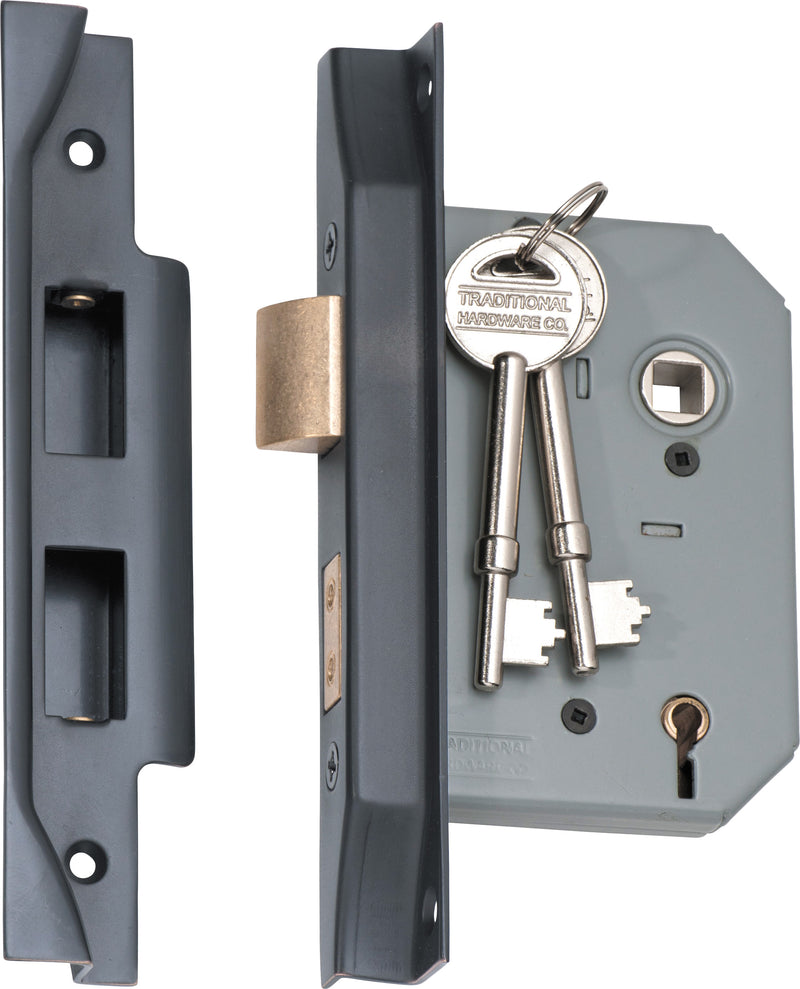 Rebated 5 Lever Mortice Lock Antique Copper / Backset 57mm