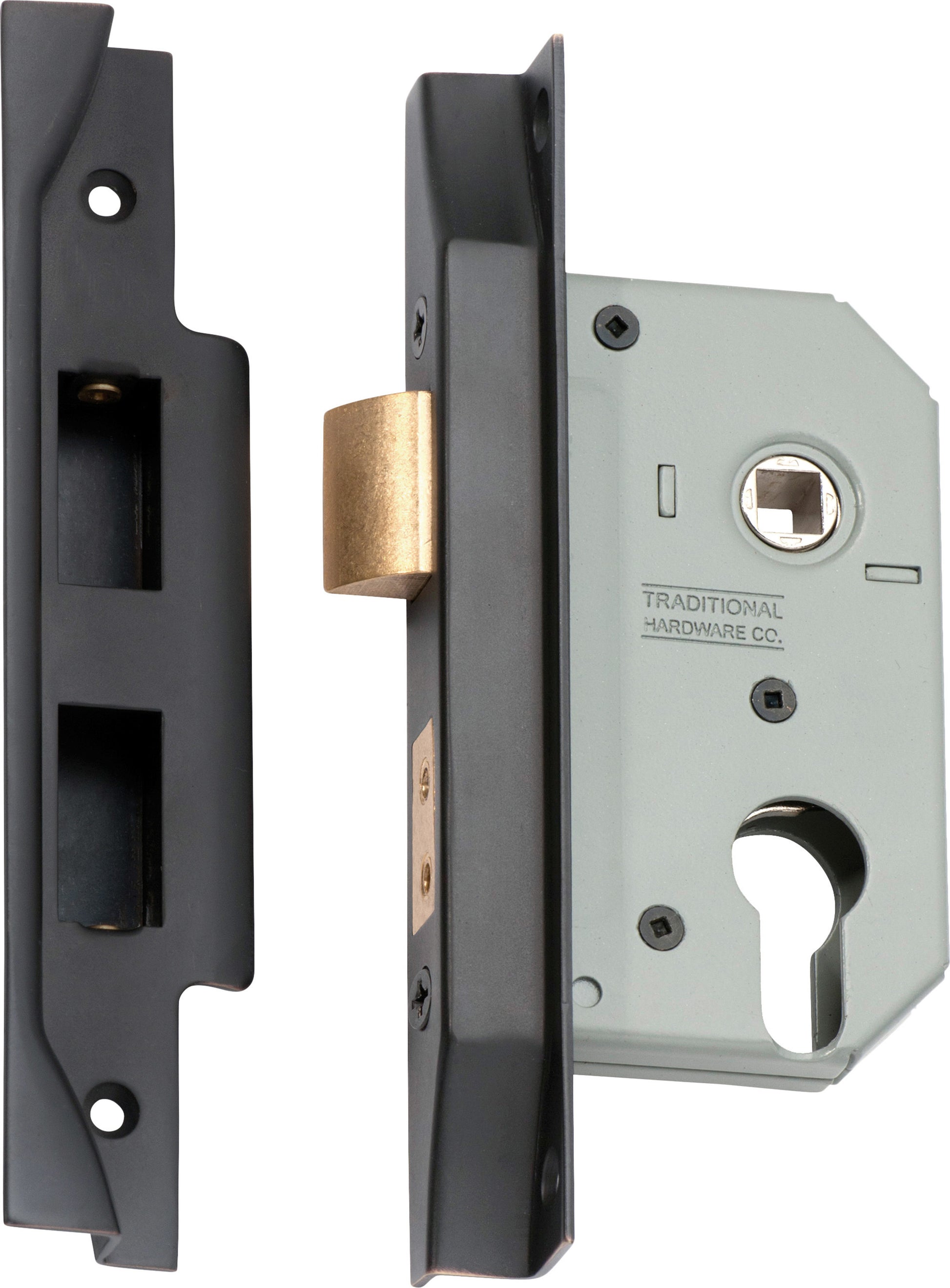 Rebated Euro Mortice Lock Antique Copper / Backset 46mm