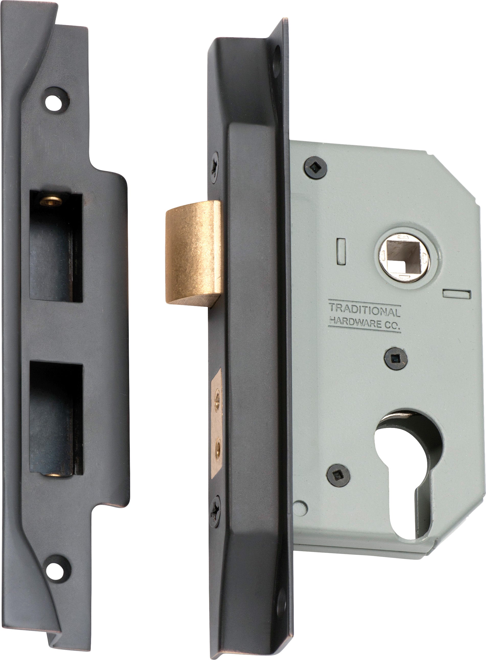 Rebated Euro Mortice Lock Antique Copper / Backset 46mm