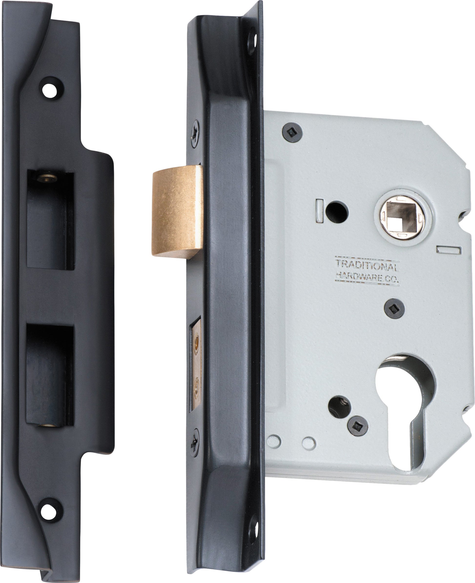 Rebated Euro Mortice Lock Antique Copper / Backset 57mm