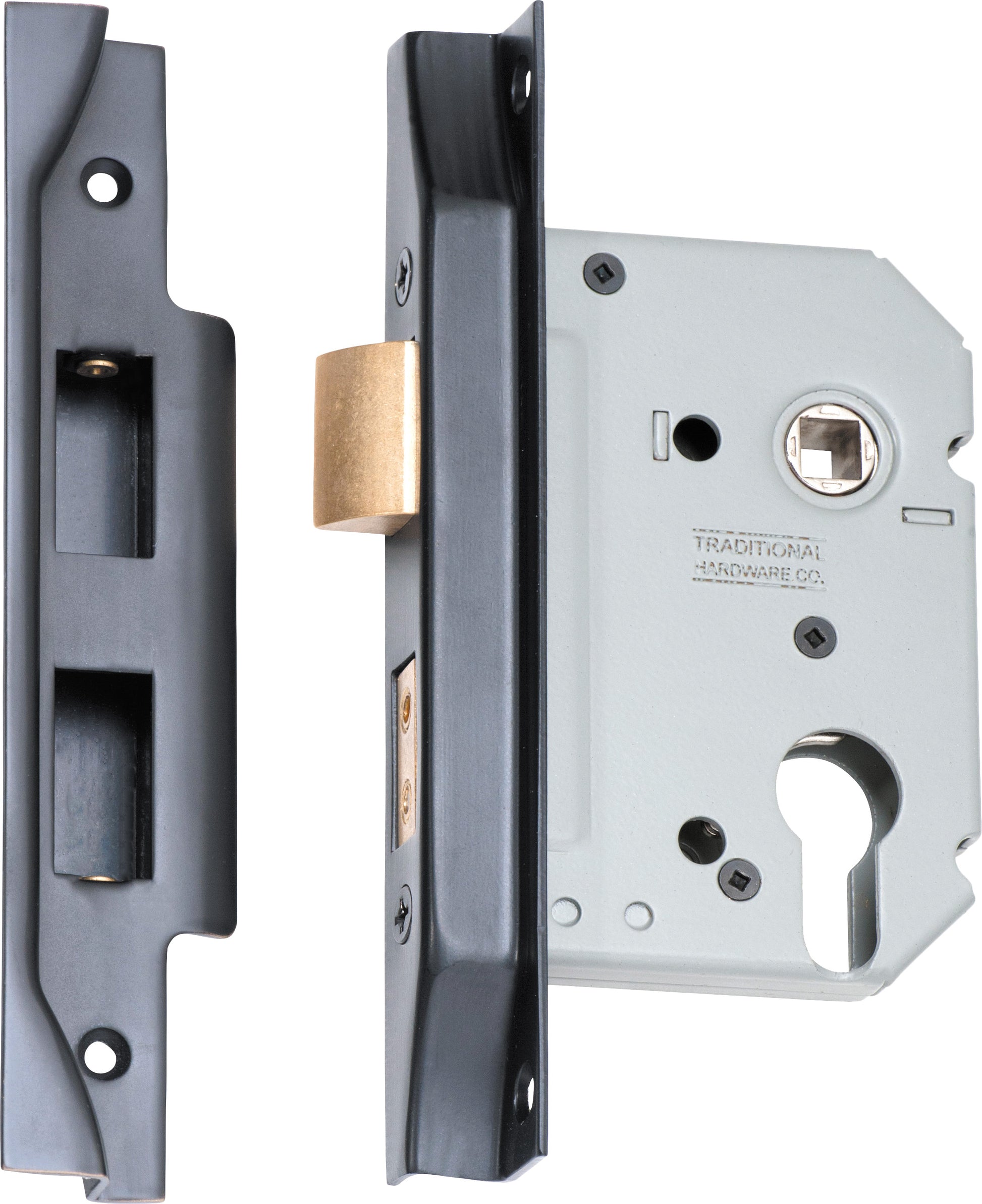 Rebated Euro Mortice Lock Antique Copper / Backset 57mm