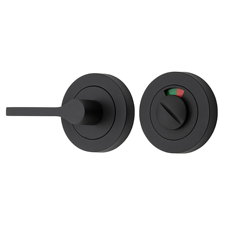 Privacy Accessibility Turn with Indicator - Round Matt Black / Solid Brass