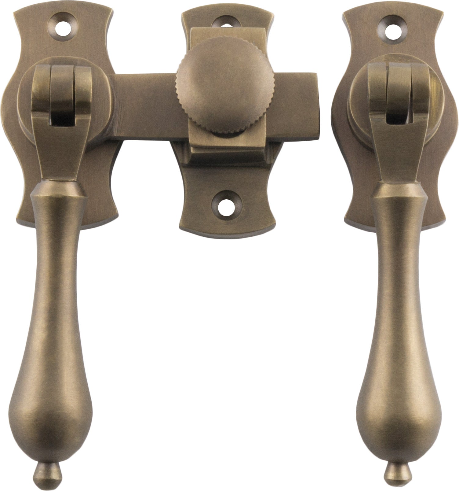 Teardrop French Door Fastener Antique Brass
