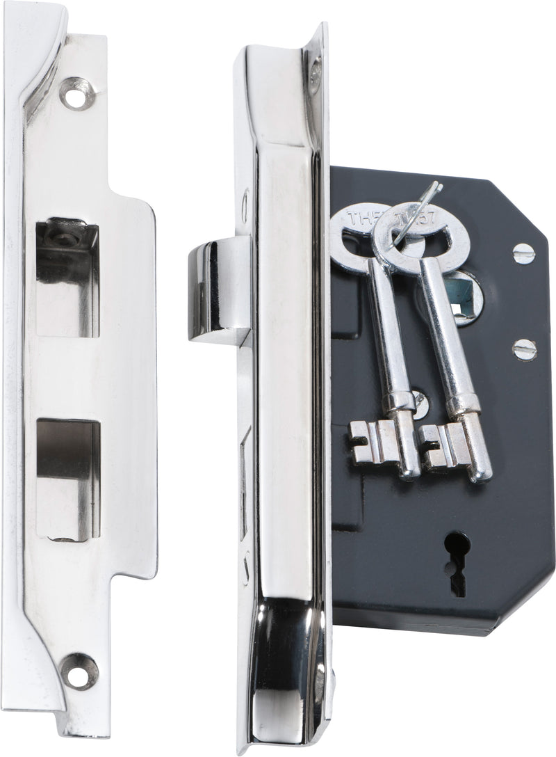 Rebated 3 Lever Mortice Lock Chrome Plated / Backset 44mm
