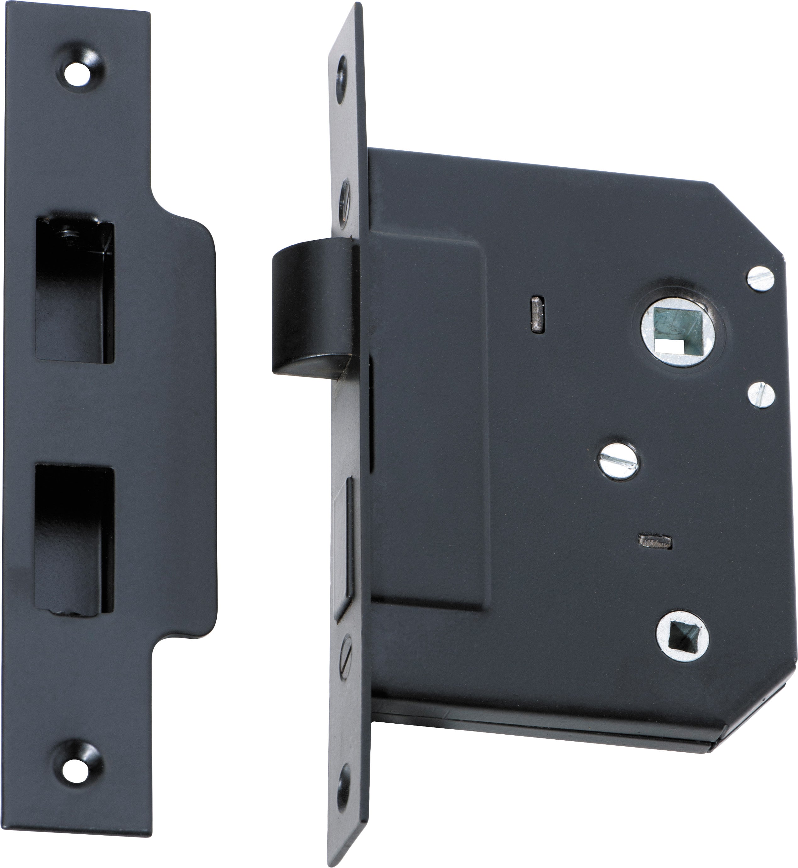 Privacy Mortice Lock Matt Black / Backset 44mm