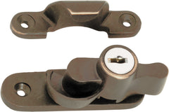 Key Operated Locking Sash Fastener Antique Brass