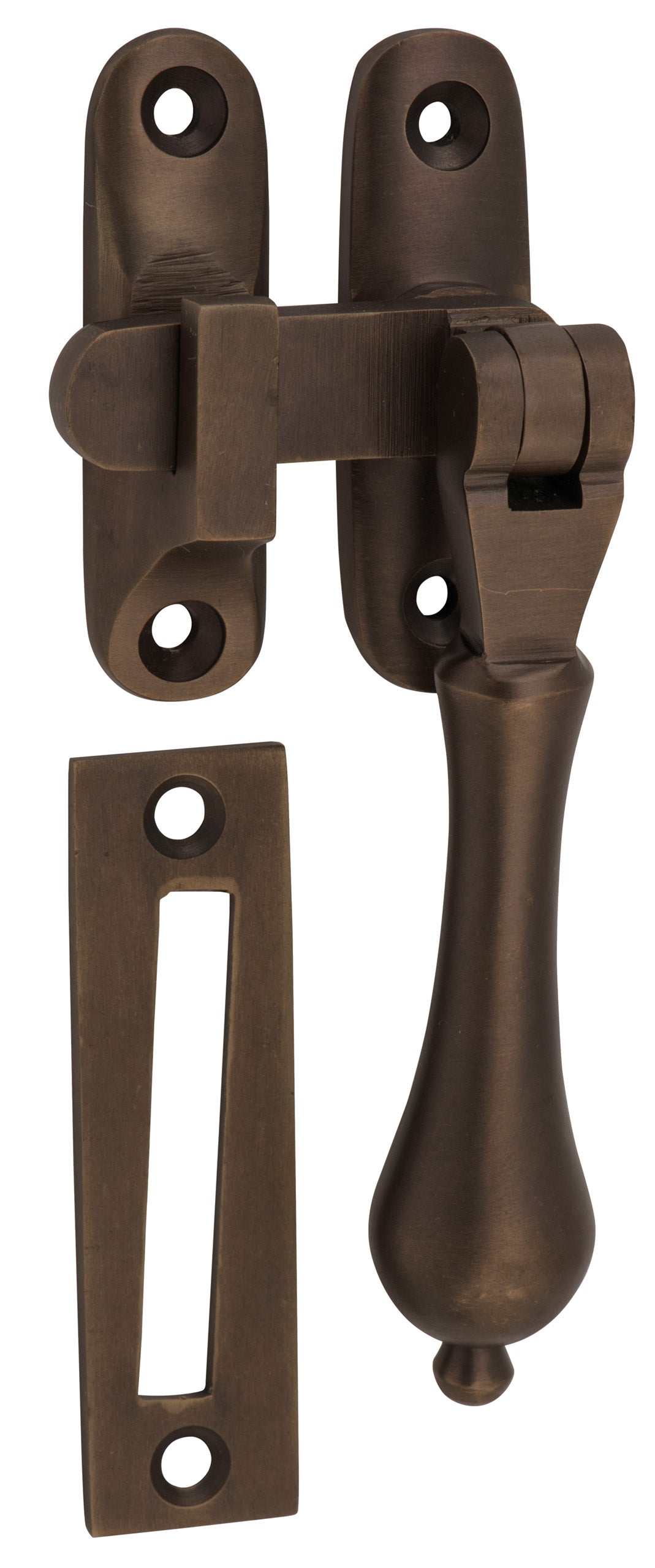Long Throw Teardrop Casement Fastener Antique Brass