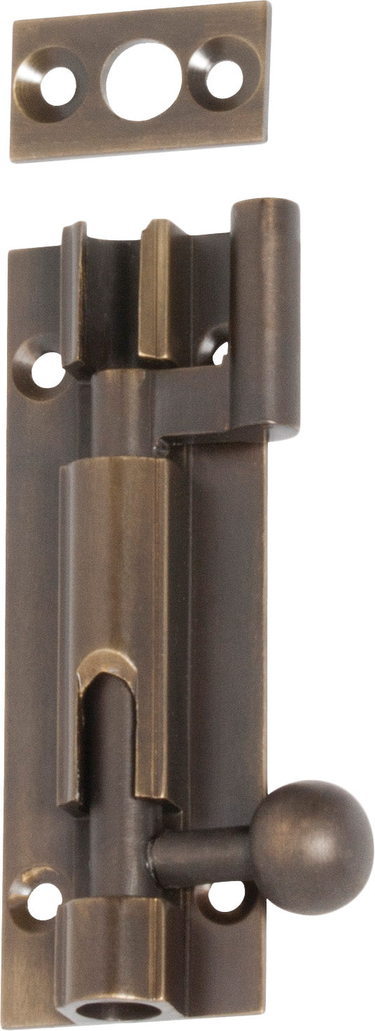 Barrel Bolt Antique Brass / Offset L75mm
