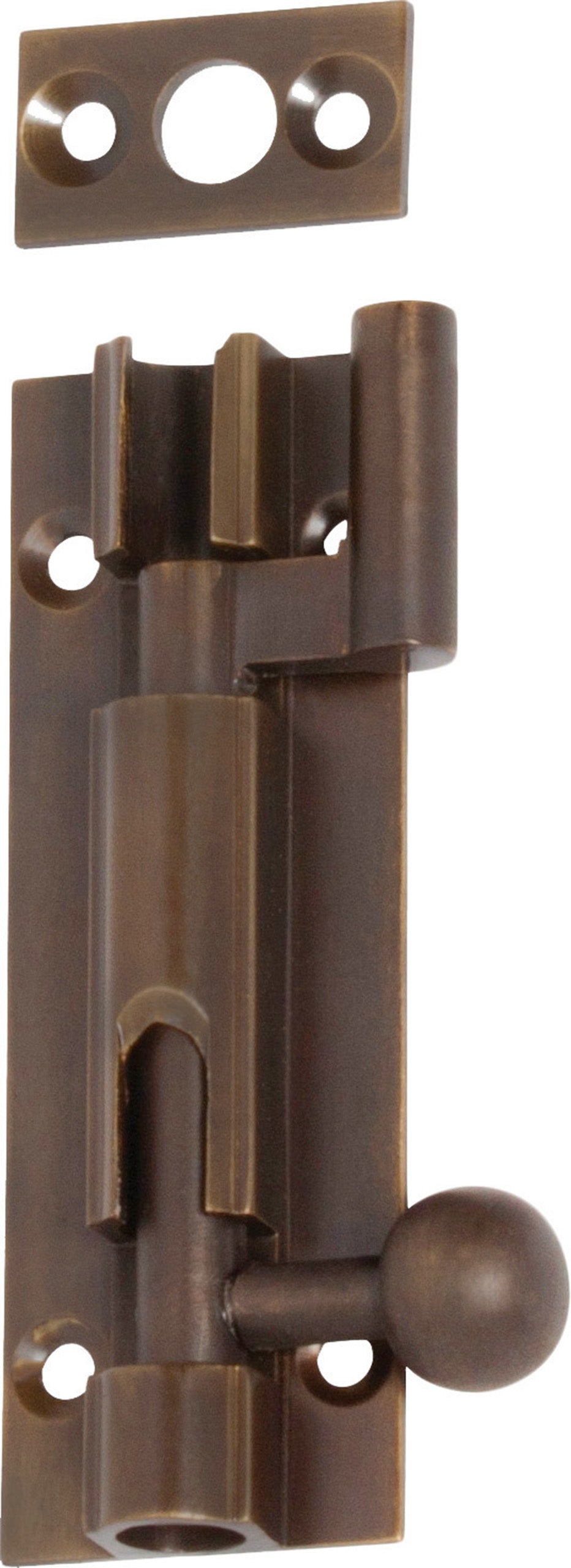 Barrel Bolt Antique Brass / Offset L75mm