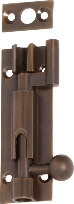 Barrel Bolt Antique Brass / Offset L75mm