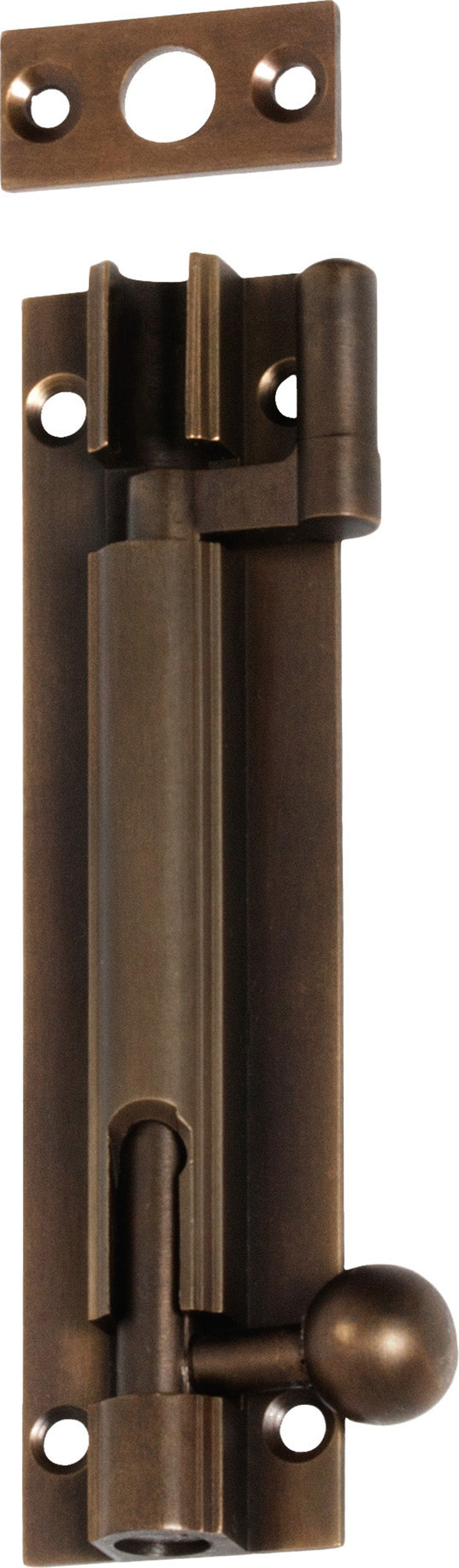 Barrel Bolt Antique Brass / Offset L100mm