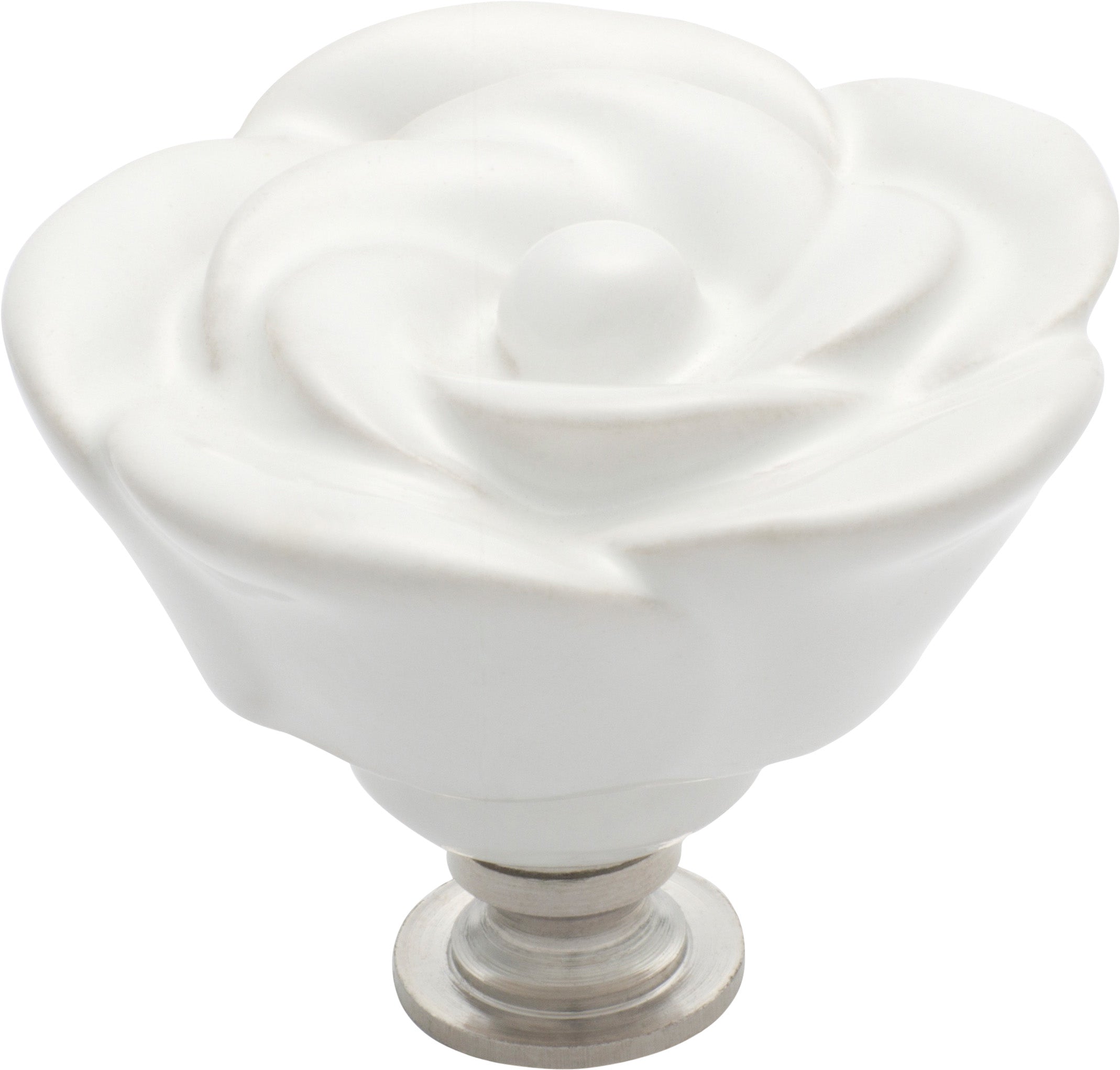 Porcelain Flower Cupboard Knob Chrome Plated