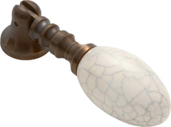 Porcelain Teardrop Handle Antique Brass