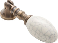 Porcelain Teardrop Handle Antique Brass