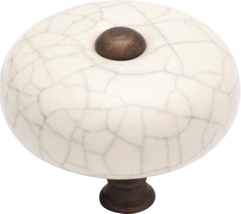 Crazed Round Cupboard Knob Antique Brass / D38xP32mm