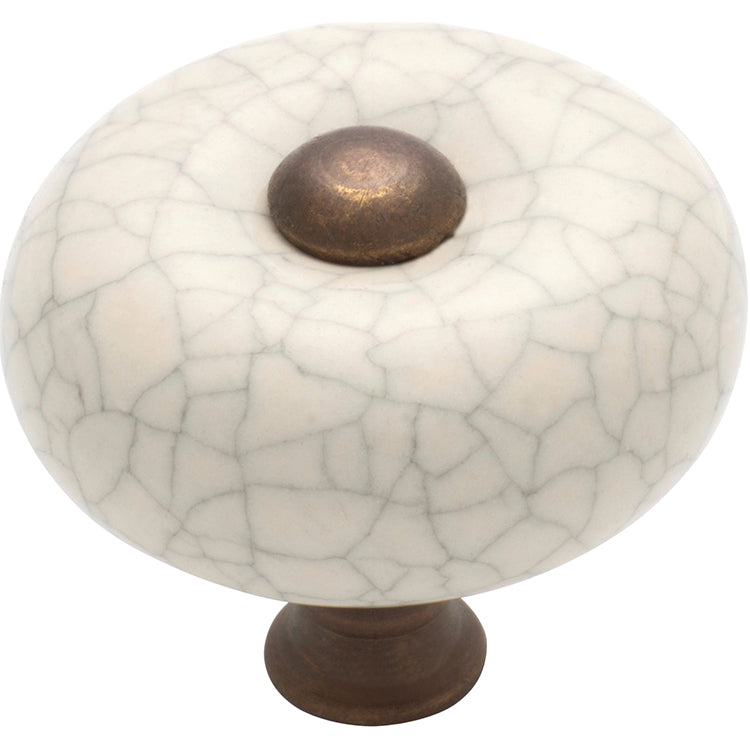 Crazed Round Cupboard Knob Antique Brass / D32xP29mm