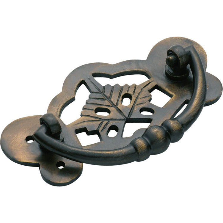 Maple Leaf Cabinet Handle Antique Brass / H45xW88mm