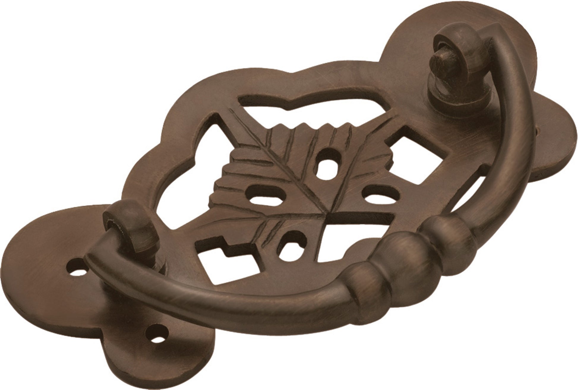 Maple Leaf Cabinet Handle Antique Brass / H45xW88mm