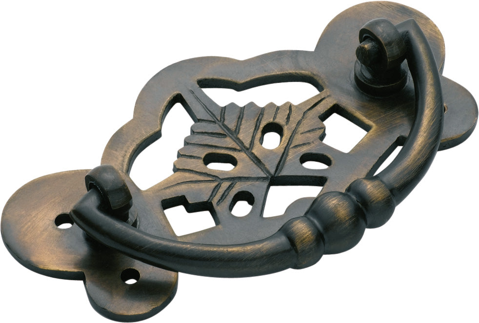 Maple Leaf Cabinet Handle Antique Brass / H45xW88mm