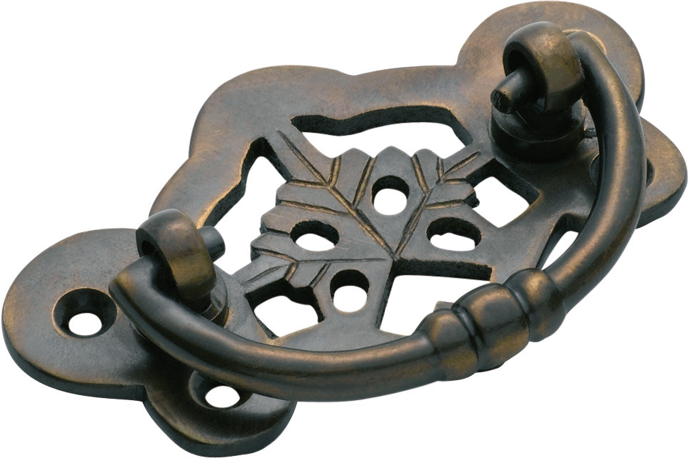 Maple Leaf Cabinet Handle Antique Brass / H40xW70mm