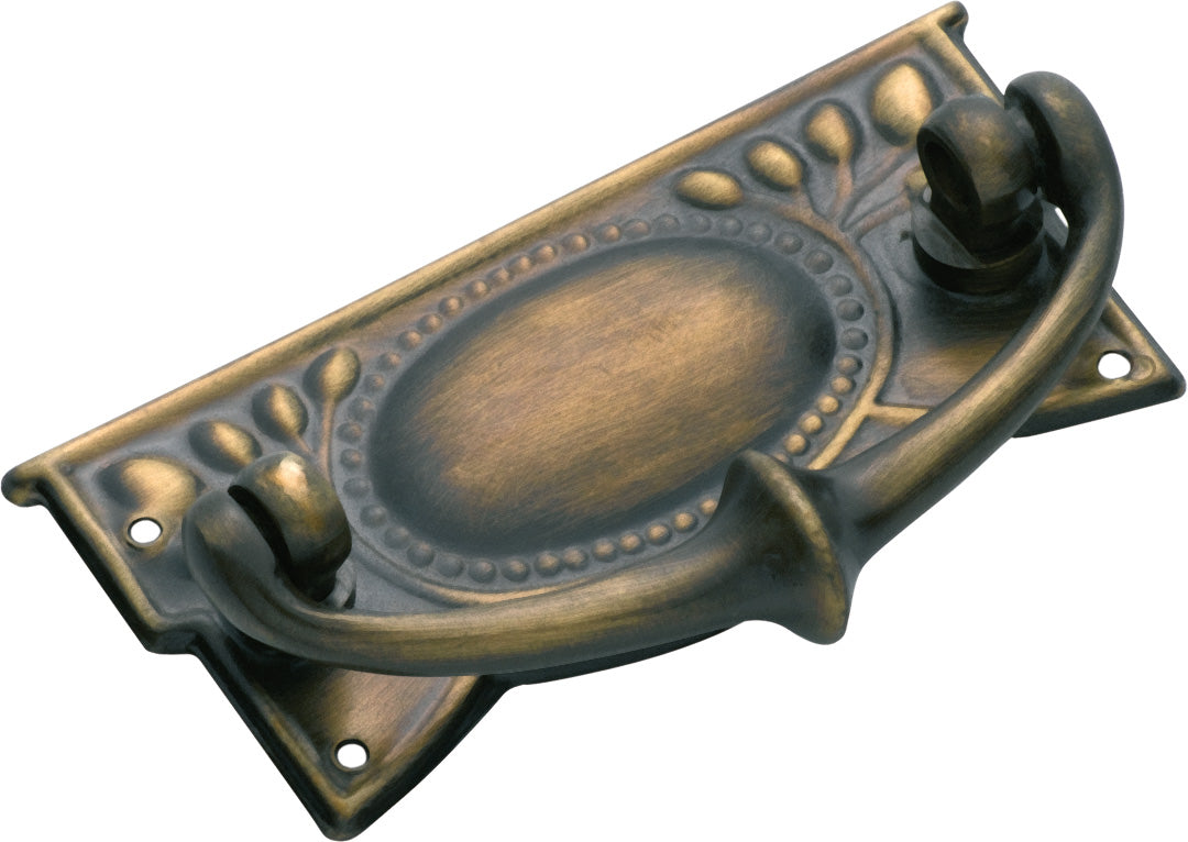 Edwardian Cabinet Handle Antique Brass / H30xW65mm