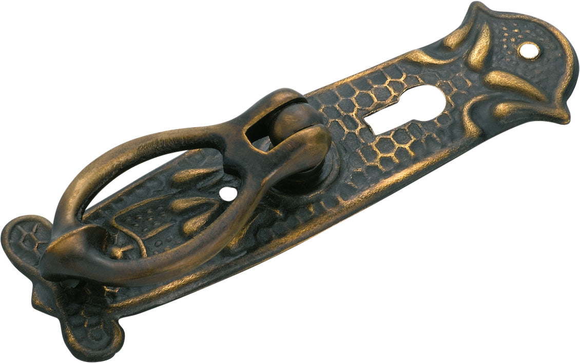 Nouveau Pressed Pedestal Handle Antique Brass