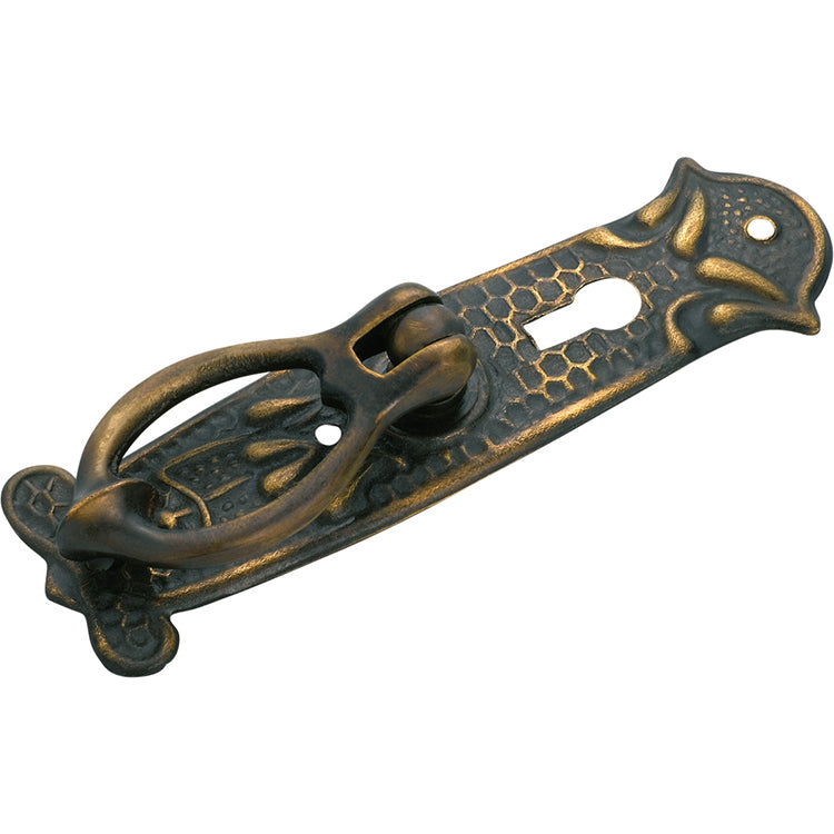 Nouveau Pressed Pedestal Handle Antique Brass