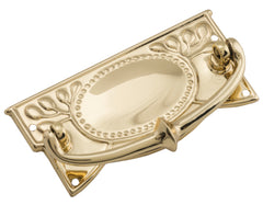 Edwardian Cabinet Handle Polished Brass / H48xW100mm