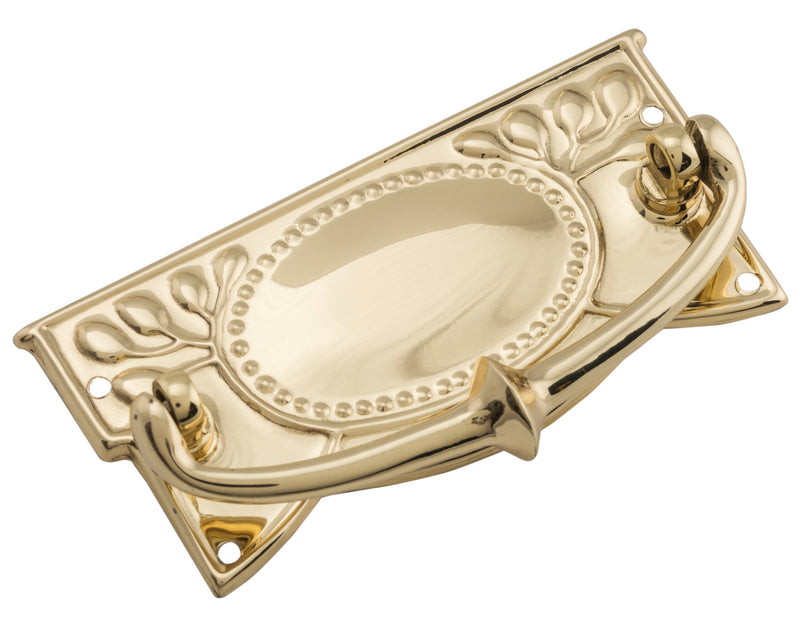 Edwardian Cabinet Handle Polished Brass / H48xW100mm