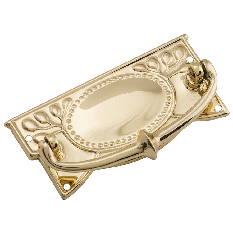 Edwardian Cabinet Handle Polished Brass / H48xW100mm