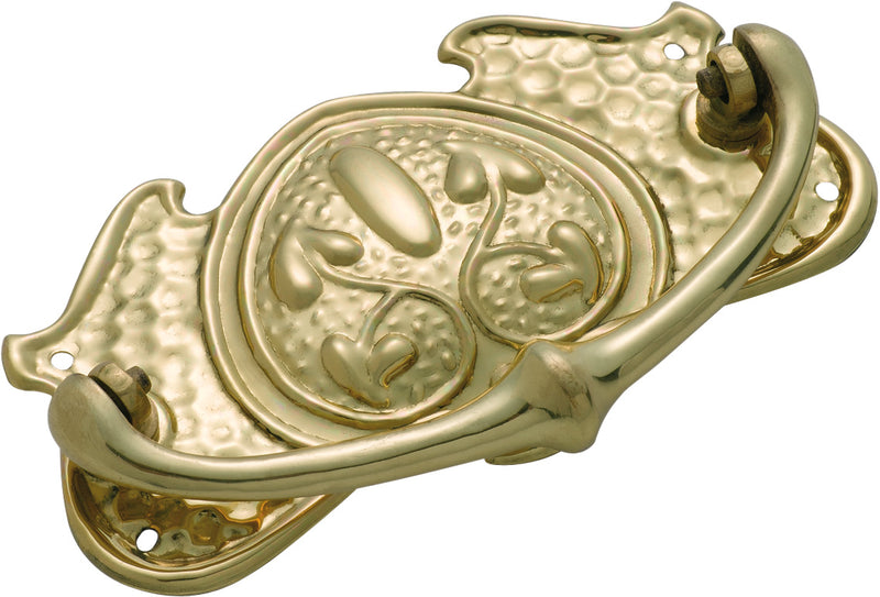 Nouveau Stamped Cabinet Handle Polished Brass / H65xW120mm