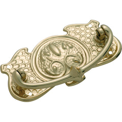 Nouveau Stamped Cabinet Handle Polished Brass / H50xW95mm