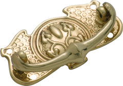 Nouveau Stamped Cabinet Handle Polished Brass / H35xW66mm