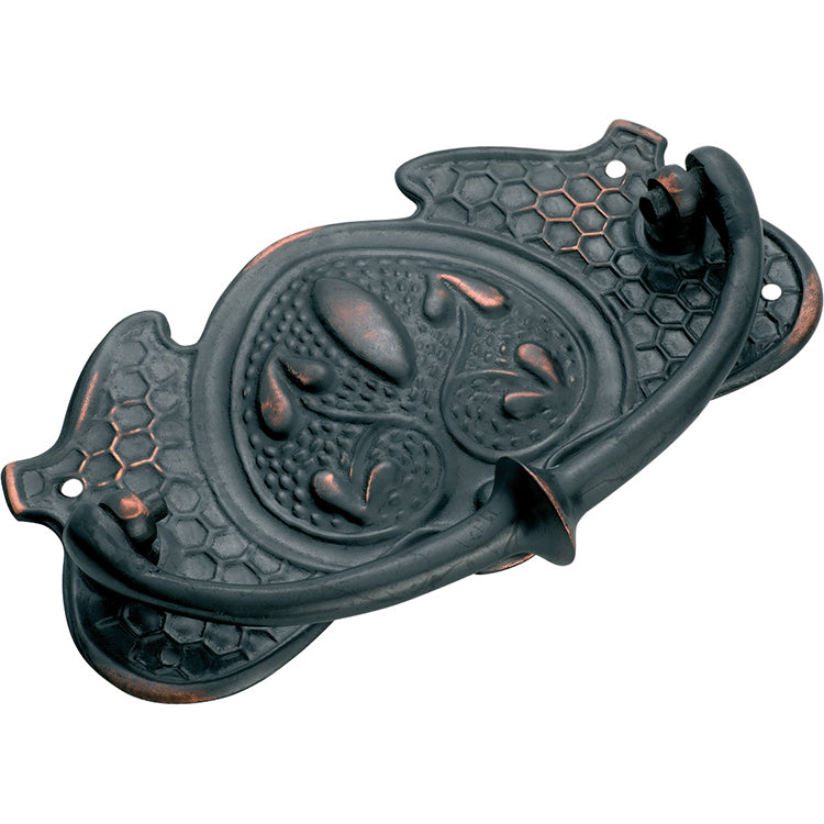 Nouveau Stamped Cabinet Handle Antique Copper / H65xW120mm