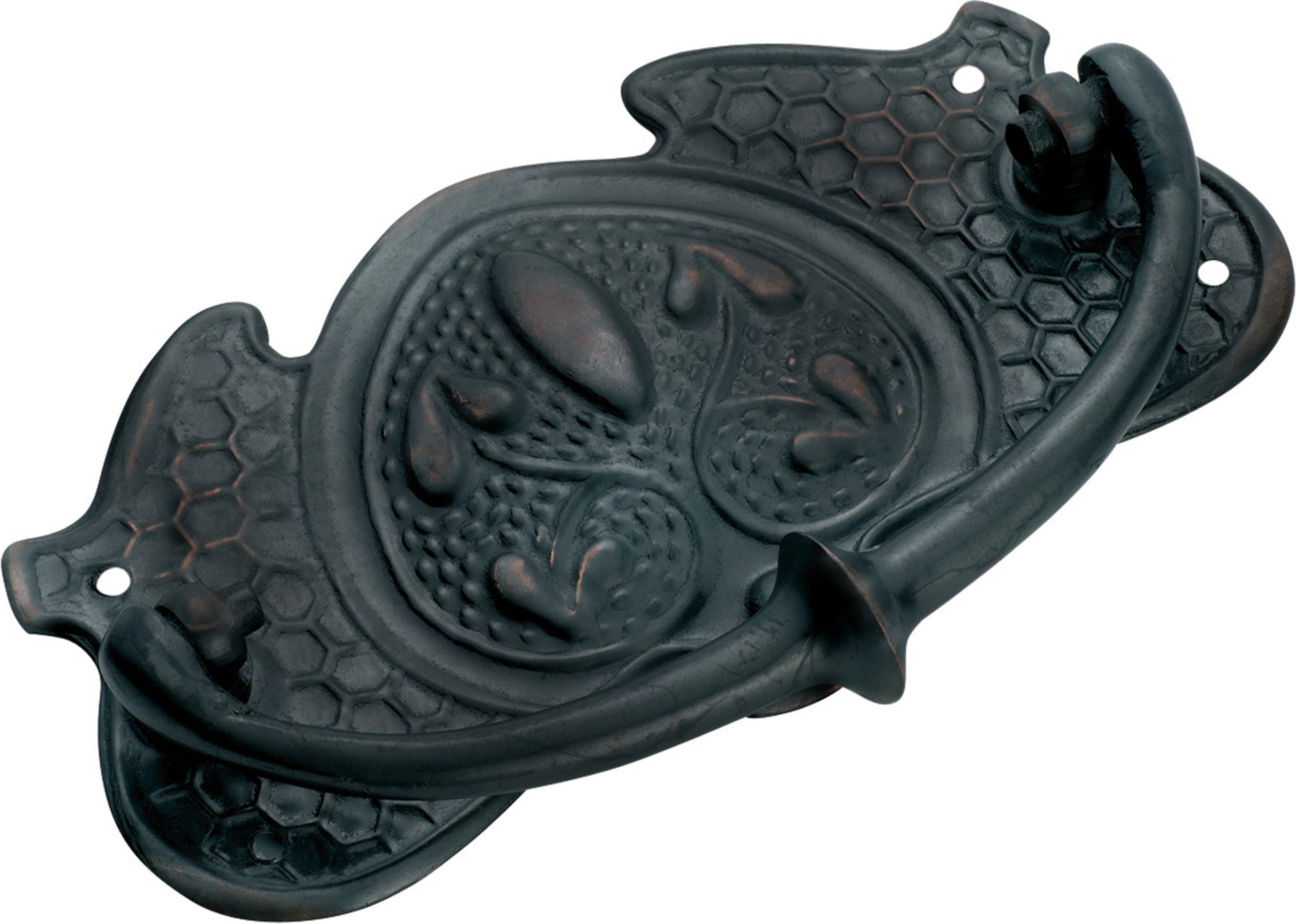 Nouveau Stamped Cabinet Handle Antique Copper / H65xW120mm