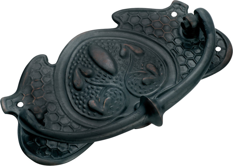 Nouveau Stamped Cabinet Handle Antique Copper / H65xW120mm