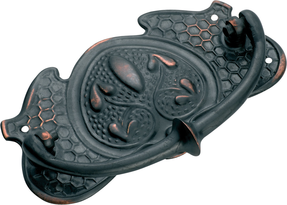 Nouveau Stamped Cabinet Handle Antique Copper / H65xW120mm