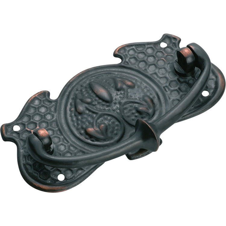 Nouveau Stamped Cabinet Handle Antique Copper / H50xW95mm
