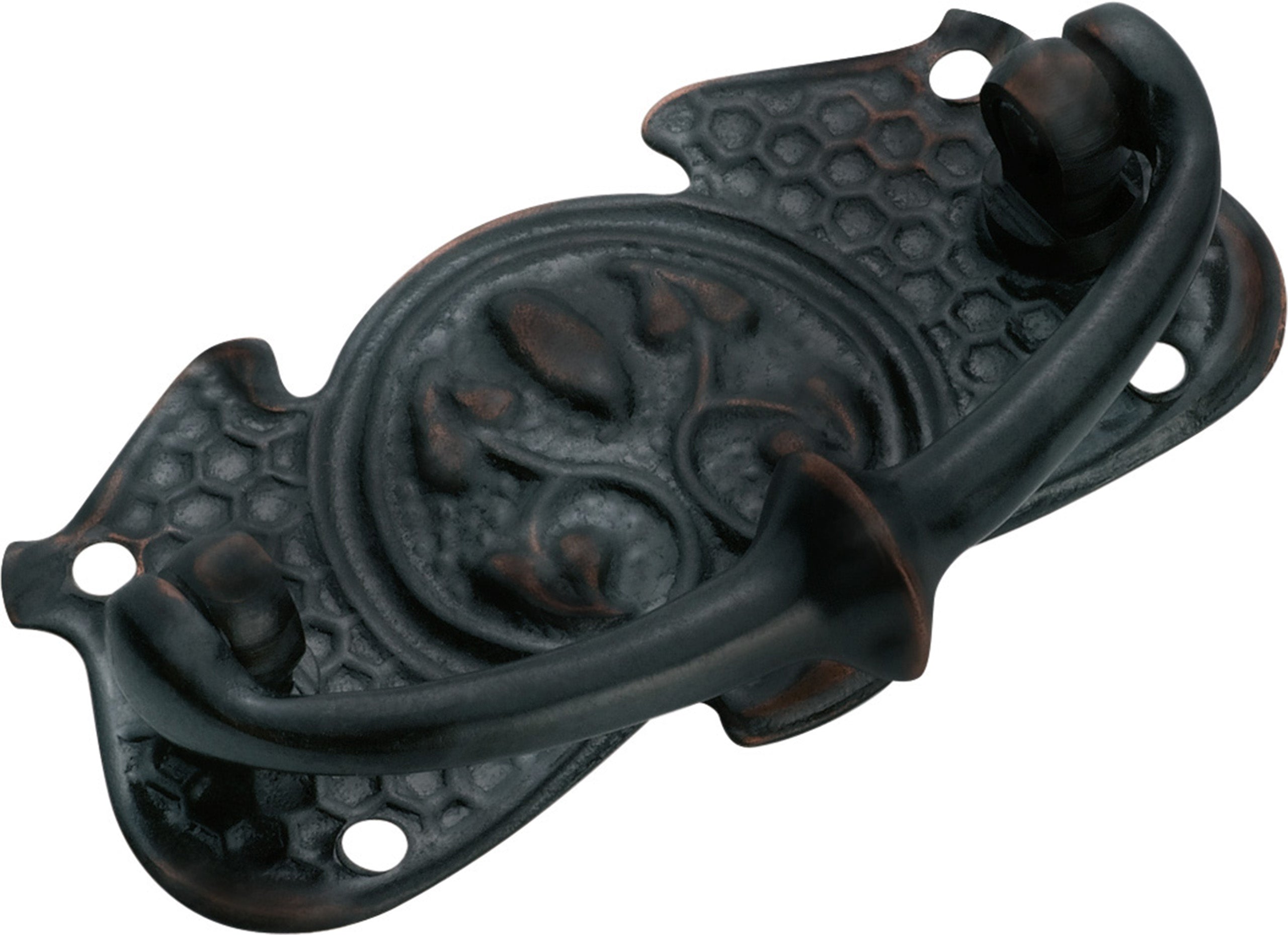 Nouveau Stamped Cabinet Handle Antique Copper / H35xW66mm