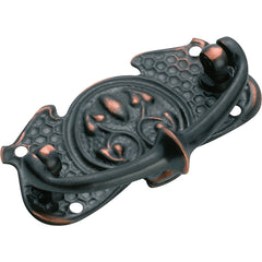 Nouveau Stamped Cabinet Handle Antique Copper / H35xW66mm