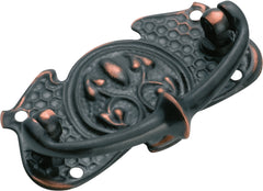 Nouveau Stamped Cabinet Handle Antique Copper / H35xW66mm