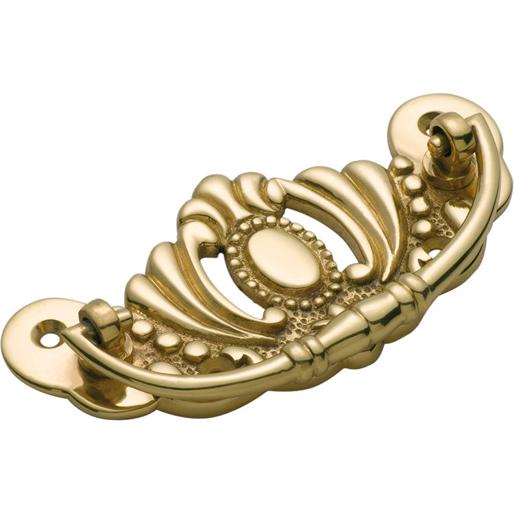 Victorian Cabinet Handle Polished Brass / H43xW98mm