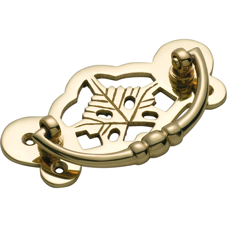 Maple Leaf Cabinet Handle Polished Brass / H45xW88mm