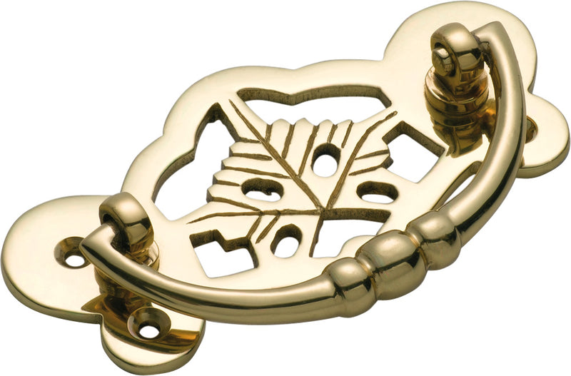 Maple Leaf Cabinet Handle Polished Brass / H45xW88mm
