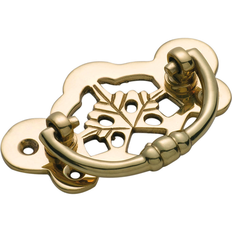 Maple Leaf Cabinet Handle Polished Brass / H40xW70mm