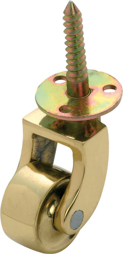 Screw Plate Castors - Brass Wheel D25mm Polished Brass