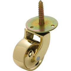 Screw Plate Castors - Brass Wheel D38mm Polished Brass