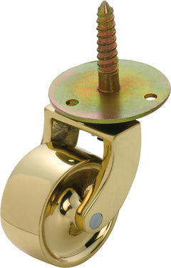 Screw Plate Castors - Brass Wheel D38mm Polished Brass