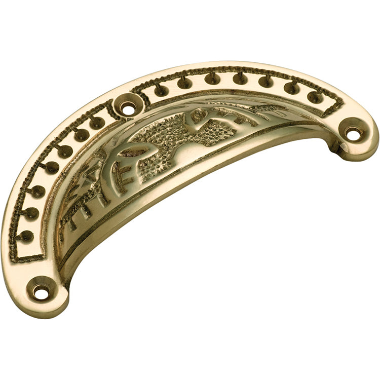 Ornate Drawer Pull Polished Brass