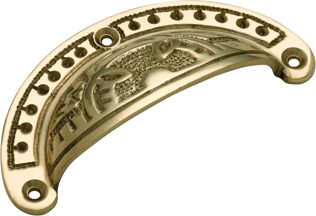 Ornate Drawer Pull Polished Brass